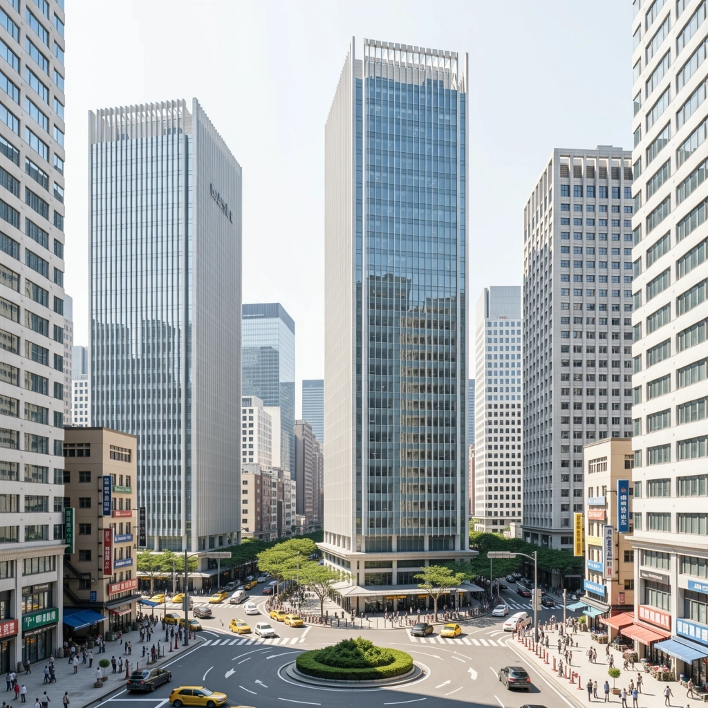 Taipei business district architecture